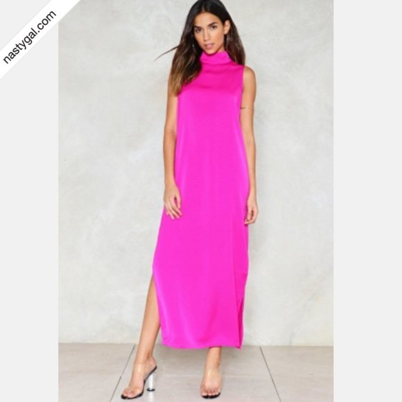 Nasty Gal Dresses Nasty Gal Lights Out Maxi Dress Long Fuchsia High